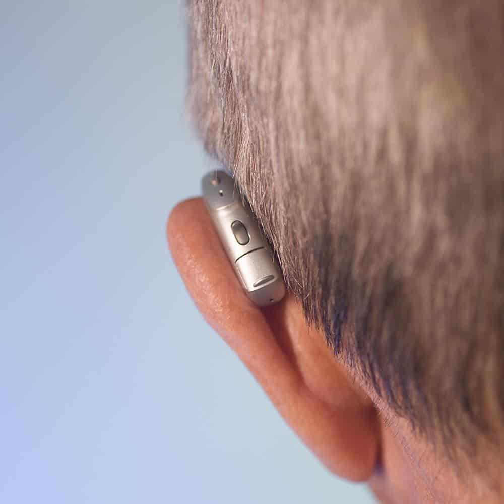 man wearing a hearing aid